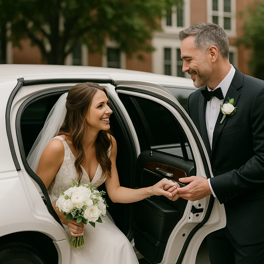Complete wedding transportation package fleet with limousines in Portland